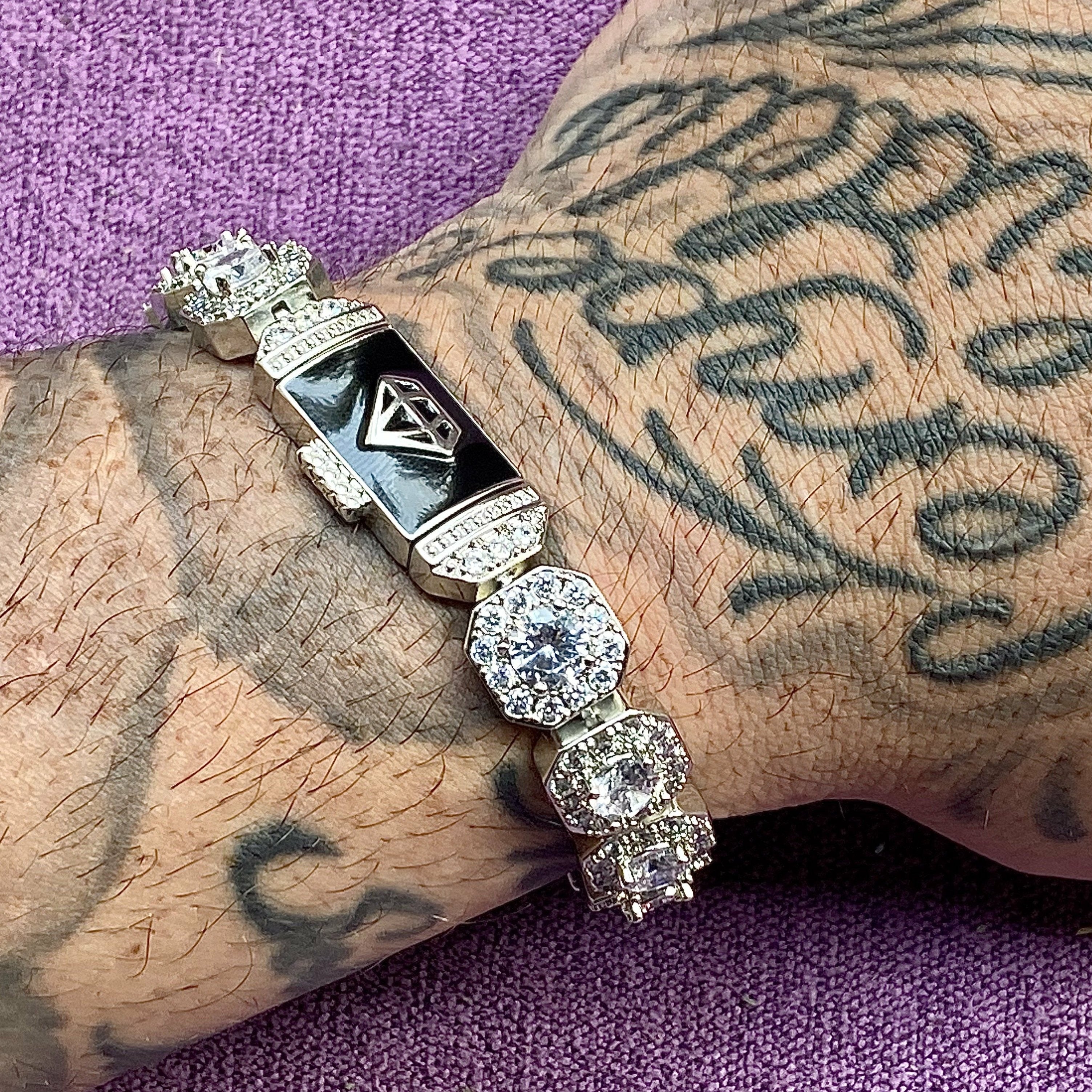 12mm White Gold Clustered Tennis Bracelet